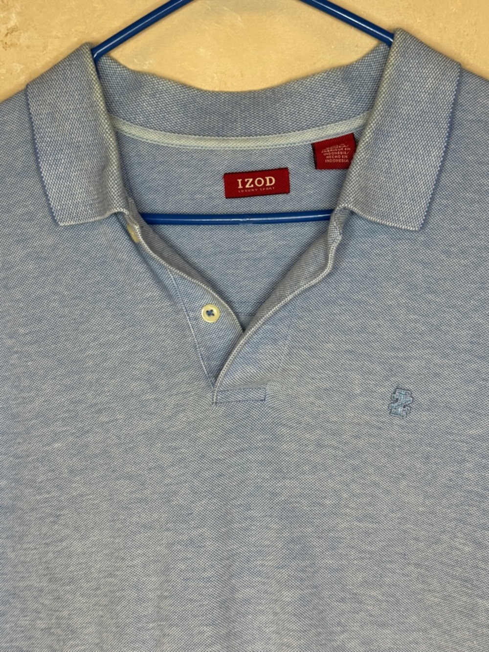 Izod Men's Heather Light Blue Polo - Picture 3 of 10
